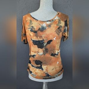 Zara Orange Graphic Fitted Short Sleeve Tee